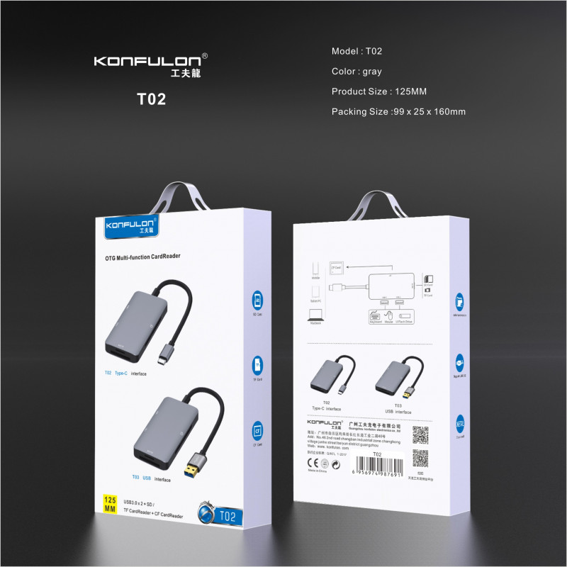 Konfulon Card Reader 3.0 Type-C to USB T02
