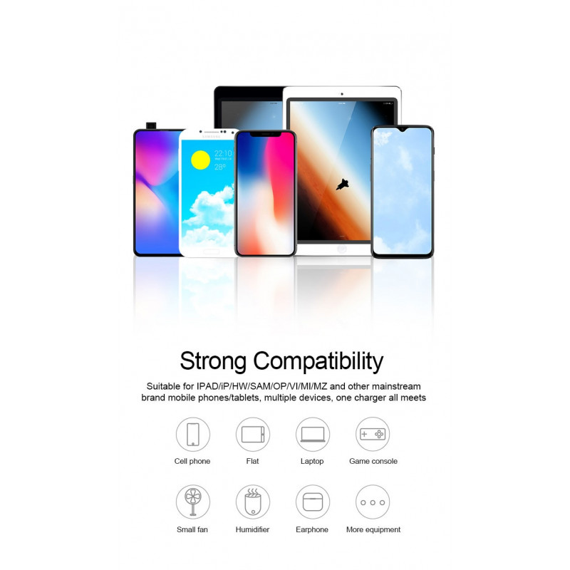 PD3.0+QC3.0 Smart 6 USB Digital Display Lightning Charger
