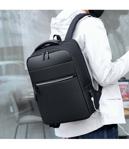 Business casual computer bag large capacity new USB rechargeable solid color backpack travel notebook backpack