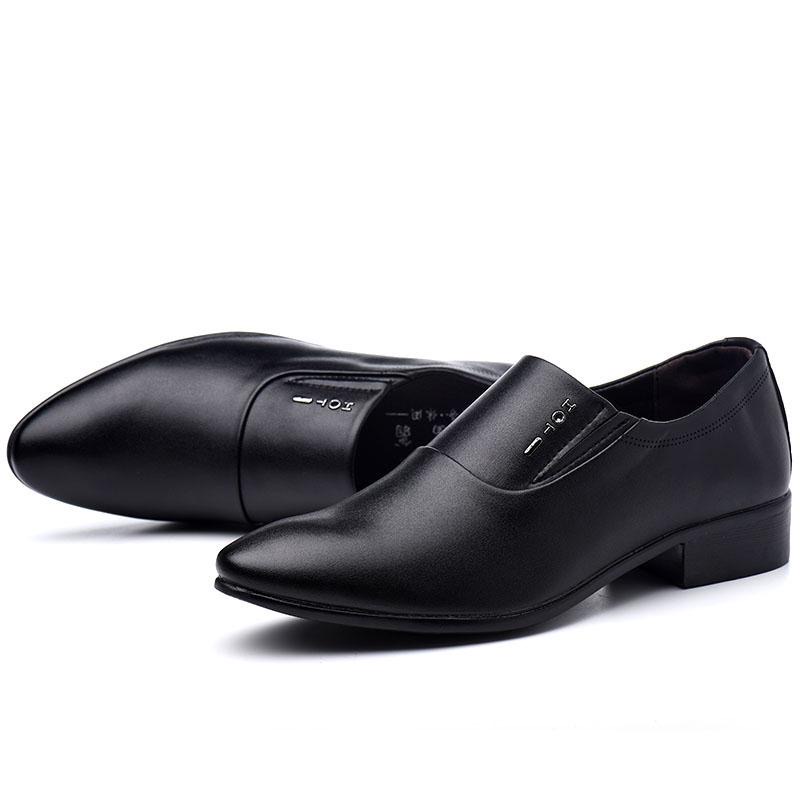 Leather shoes men's genuine leather autumn men's shoes cover feet men's business casual pointed toe Korean version trend black formal wedding shoes