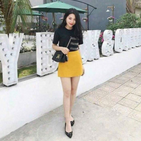 TGB summer new suit white clothes yellow skirt women's new