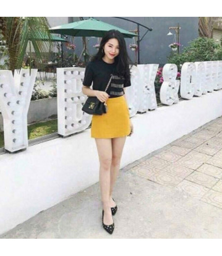 TGB summer new suit white clothes yellow skirt women's new