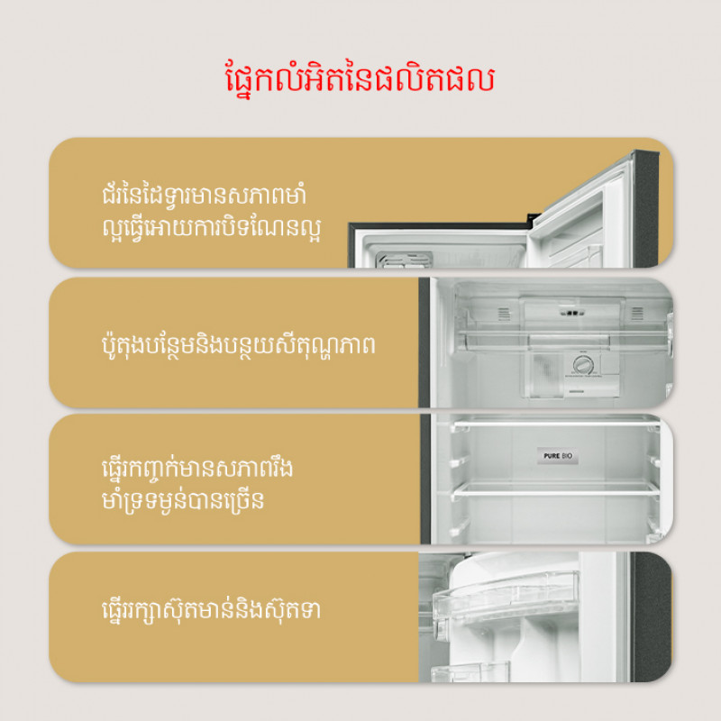 Toshiba ទូរទឹកកកទ្វារពីរម៉ូឌែល​ GR-RT252WE-PMFC(52) 