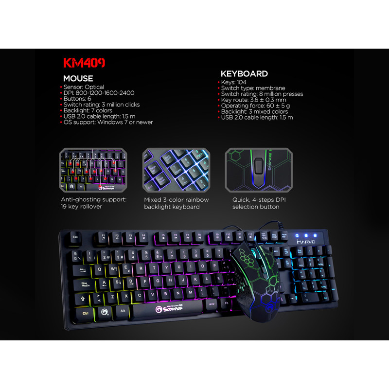 Keyboard and Mouse 1 set for gaming KM409