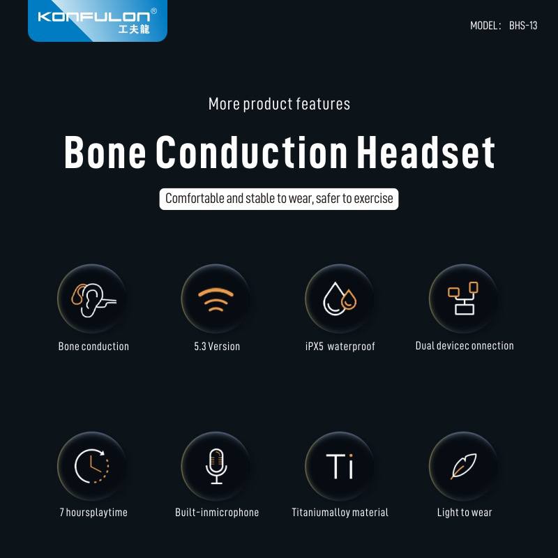 Konfulon Bluetooth Sport earphone Sreamlined body BHS-13