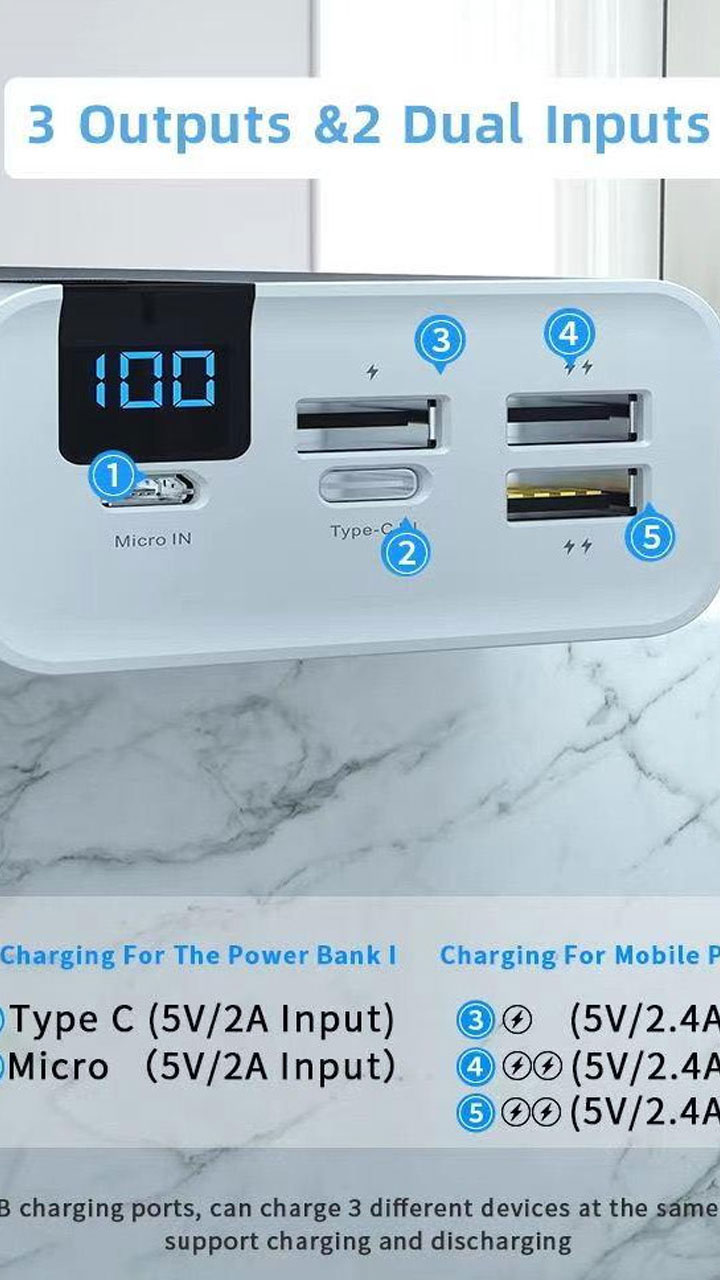  KONFULON Power Bank 50000mah Fast Charging Portable Charger PD  USB C 20W High Capacity Battery Bank 22.5W Quick Charge 3.0 with LCD  Display External Battery Back for iPhone 13,MacBook and Samsung 