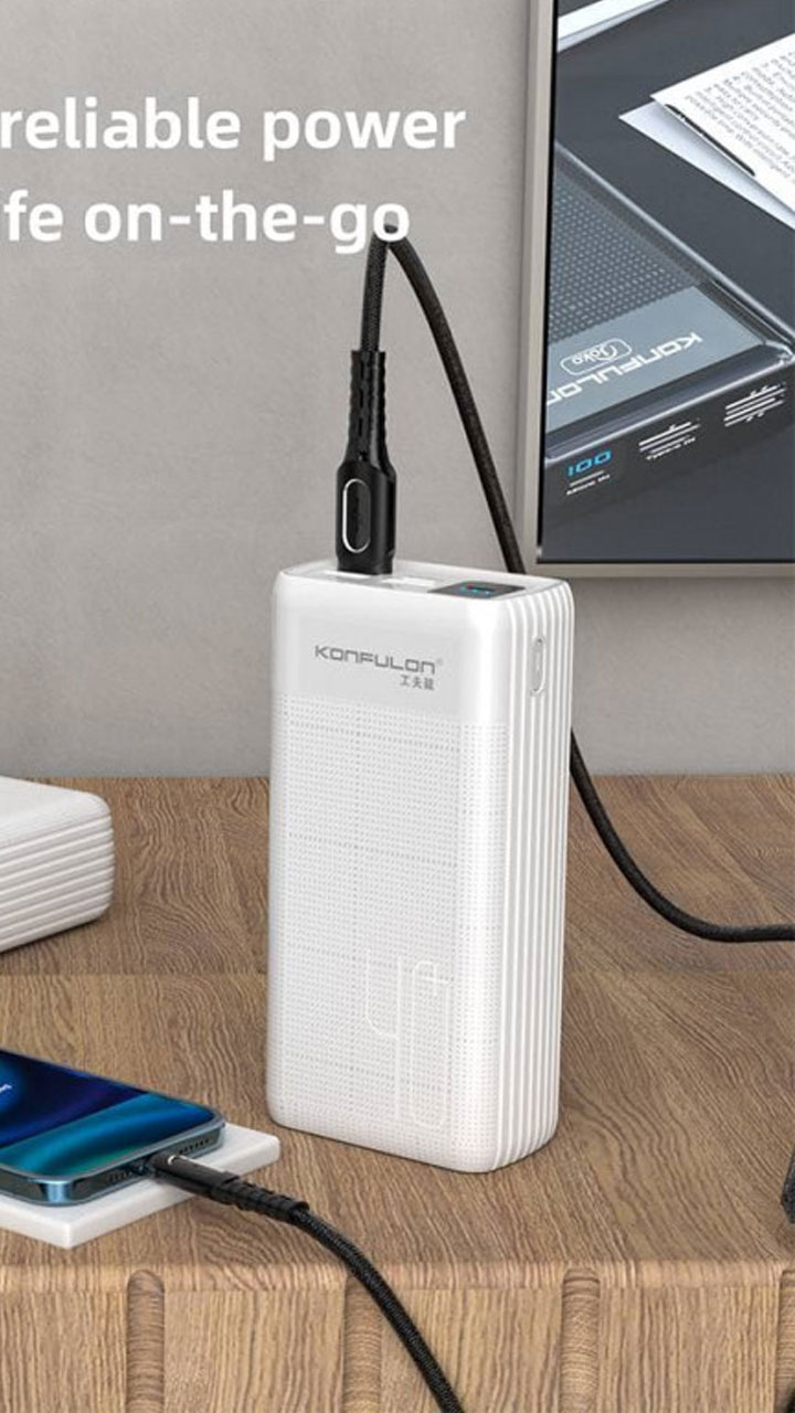 Konfulon 40,000mah Powerbank For Phones & Laptops With Multiple Output With  Type C Output/input