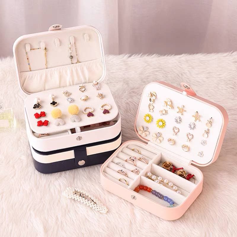 4PCS Jewelry Box Set Jewelry Organizer, Velvet Jewellery Case,Drawer Inserts  Earring Rings Bracelet Watch Storage for Women 2PCS